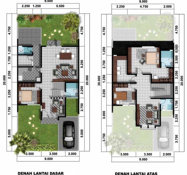 denah rumah minimalis 2 lantai